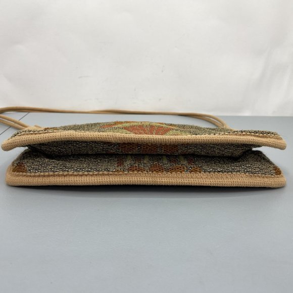 Vintage Carpet Bags Of America Shoulder Purse Zip Top Knit Boho Birds Tan Beige - Picture 7 of 16